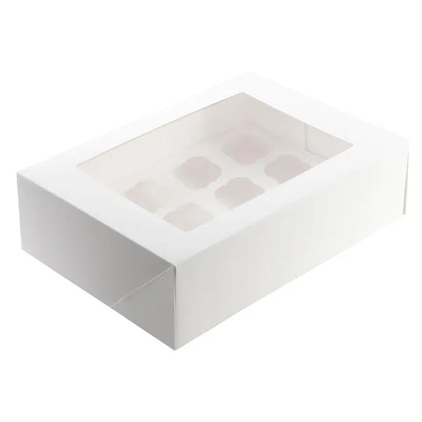 WHITE CUPCAKE BOX | 12 HOLES | 4 INCH HIGH