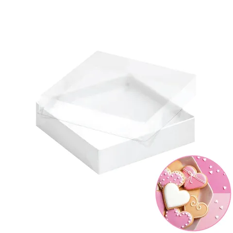 15.5 x 15.5 x 3.5 cm clear lid cookie box (REDUCED TO CLEAR)