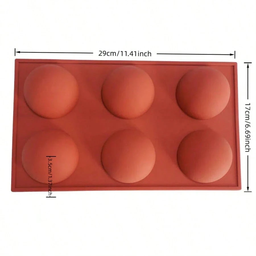 6 Large Cavity Silicone Hemisphere Mould