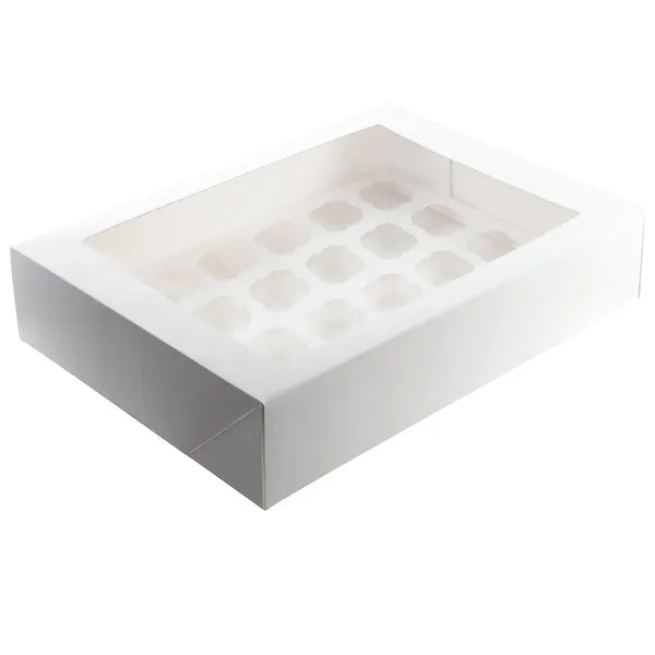 WHITE CUPCAKE BOX | 24 HOLES | 4 INCH HIGH