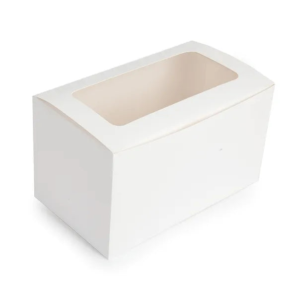 WHITE CUPCAKE BOX | 2 HOLES | 4 INCH HIGH