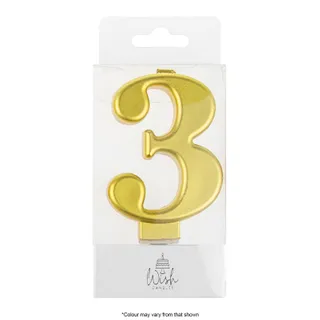 NUMBER 3 | GOLD METALLIC CANDLE