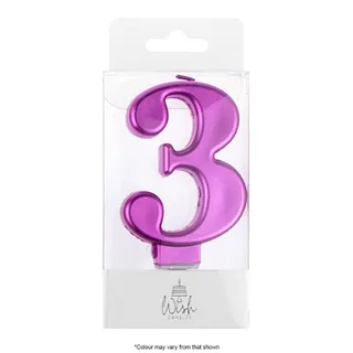 NUMBER 3 | PINK METALLIC CANDLE