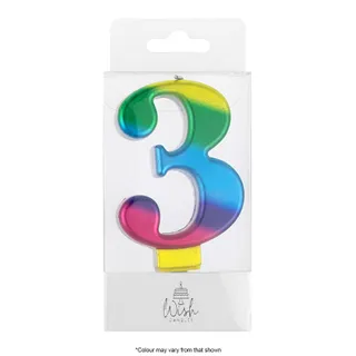 NUMBER 3 | RAINBOW GOLD METALLIC CANDLE