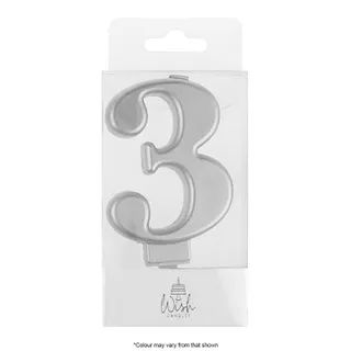 NUMBER 3| SILVER METALLIC CANDLE
