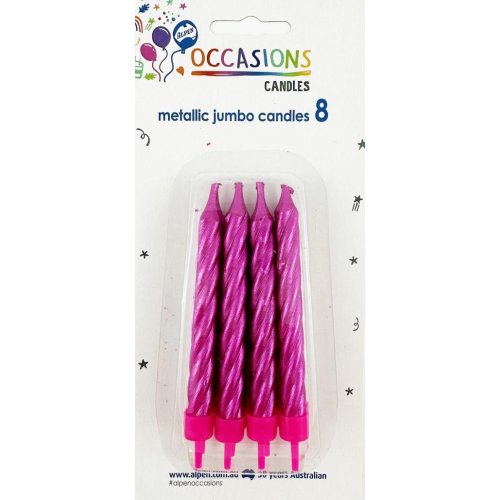 Metallic Pink Jumbo Candles with holders P8