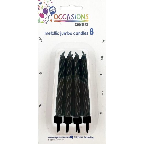 Metallic Black Jumbo Candles with holders P8