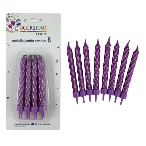 Metallic Purple Jumbo Candles with holders P8