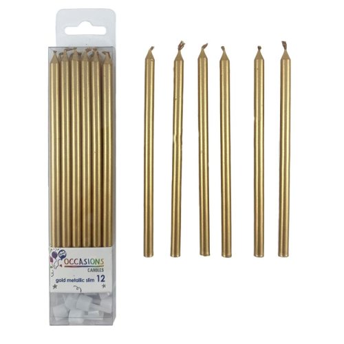 TALL GOLD CANDLES | 12 CANDLES