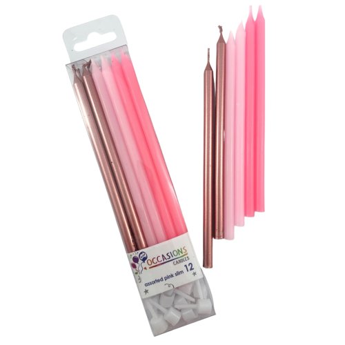 TALL PINK CANDLES | 12 CANDLES