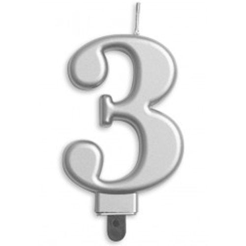 NUMBER 3| SILVER METALLIC CANDLE