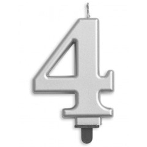 NUMBER 4| SILVER METALLIC CANDLE