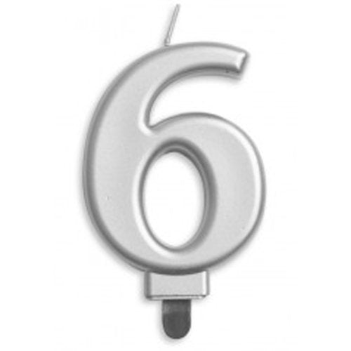 NUMBER 6| SILVER METALLIC CANDLE