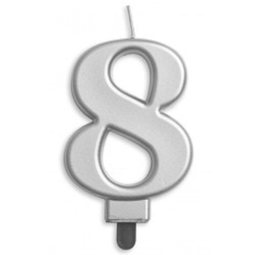 NUMBER 8| SILVER METALLIC CANDLE