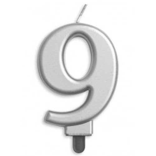 NUMBER 9| SILVER METALLIC CANDLE