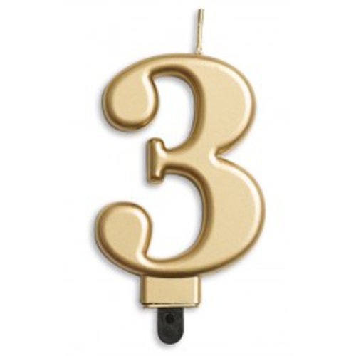 NUMBER 3 | GOLD METALLIC CANDLE