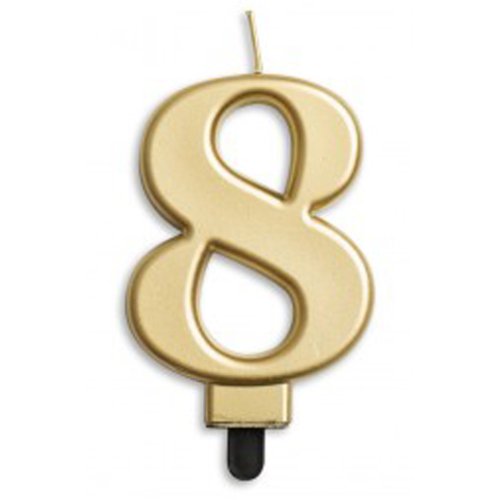 NUMBER 8 | GOLD METALLIC CANDLE