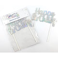 Happy Birthday Cake Topper Metallic Iridescent