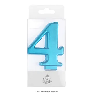 NUMBER 4 | BLUE METALLIC CANDLE