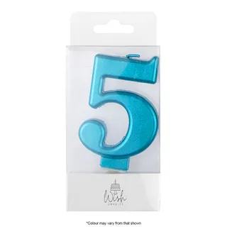NUMBER 5 | BLUE METALLIC CANDLE