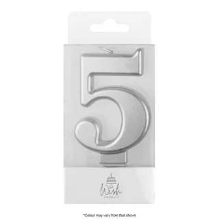NUMBER 5 | SILVER METALLIC CANDLE