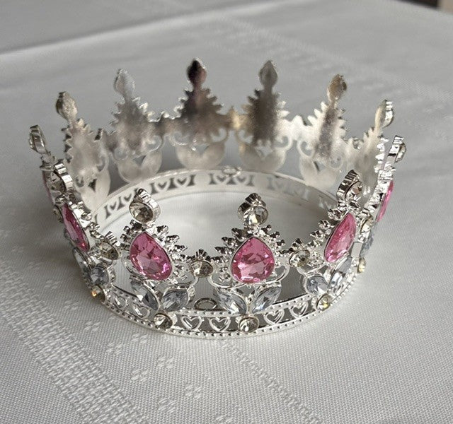 Small Crown Silver with Pink Gems