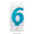 NUMBER 6 | BLUE METALLIC CANDLE