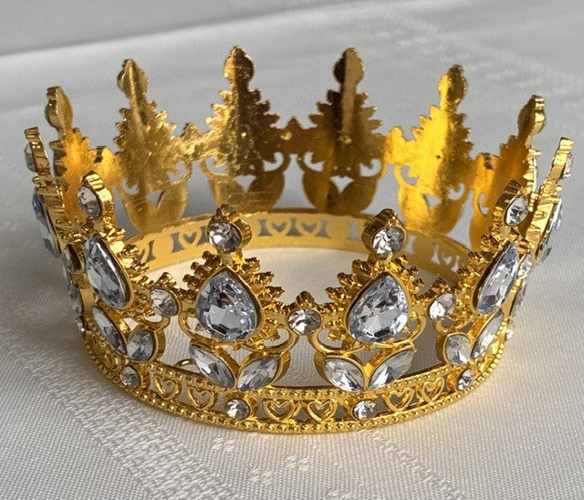 Small Crown Gold with Clear Gems