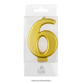 NUMBER 6 | GOLD METALLIC CANDLE