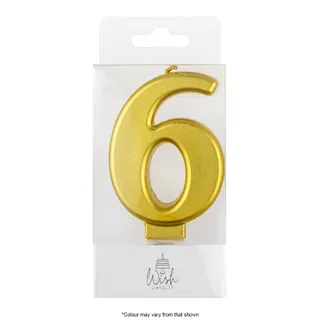 NUMBER 6 | GOLD METALLIC CANDLE
