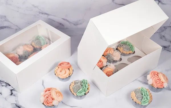 WHITE CUPCAKE BOX | 6 HOLES