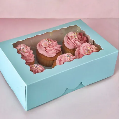 BLUE  | 6 HOLE CUPCAKE BOX