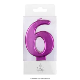 NUMBER 6 | PINK METALLIC CANDLE