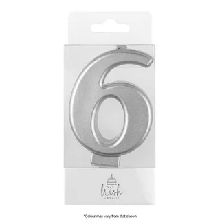 NUMBER 6| SILVER METALLIC CANDLE