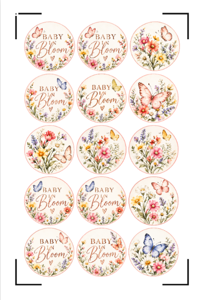 Baby in Bloom Cupcake Toppers