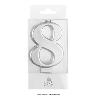 NUMBER 8| SILVER METALLIC CANDLE