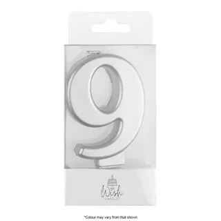 NUMBER 9| SILVER METALLIC CANDLE