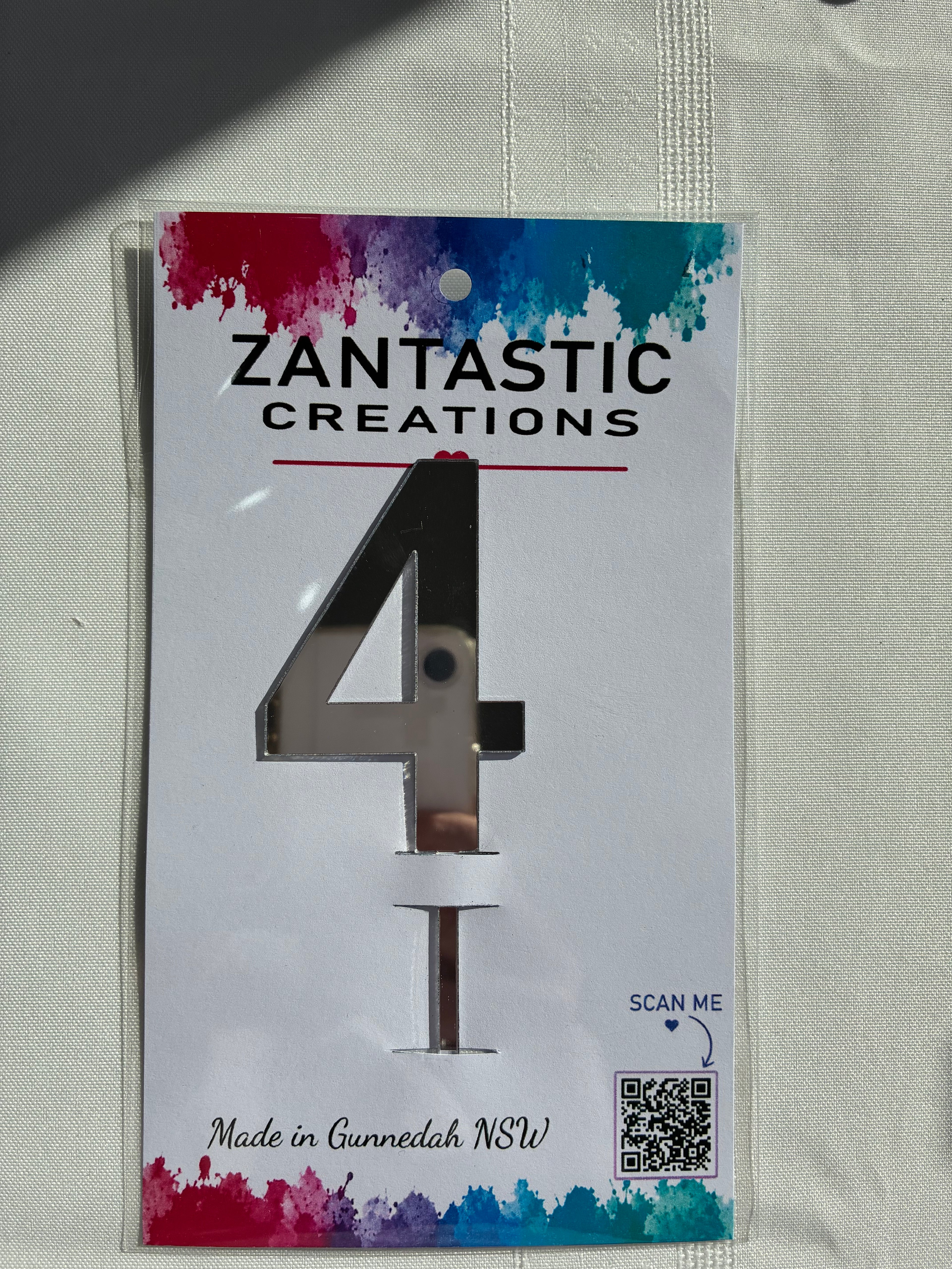 Number '4' Acrylic Cake Topper