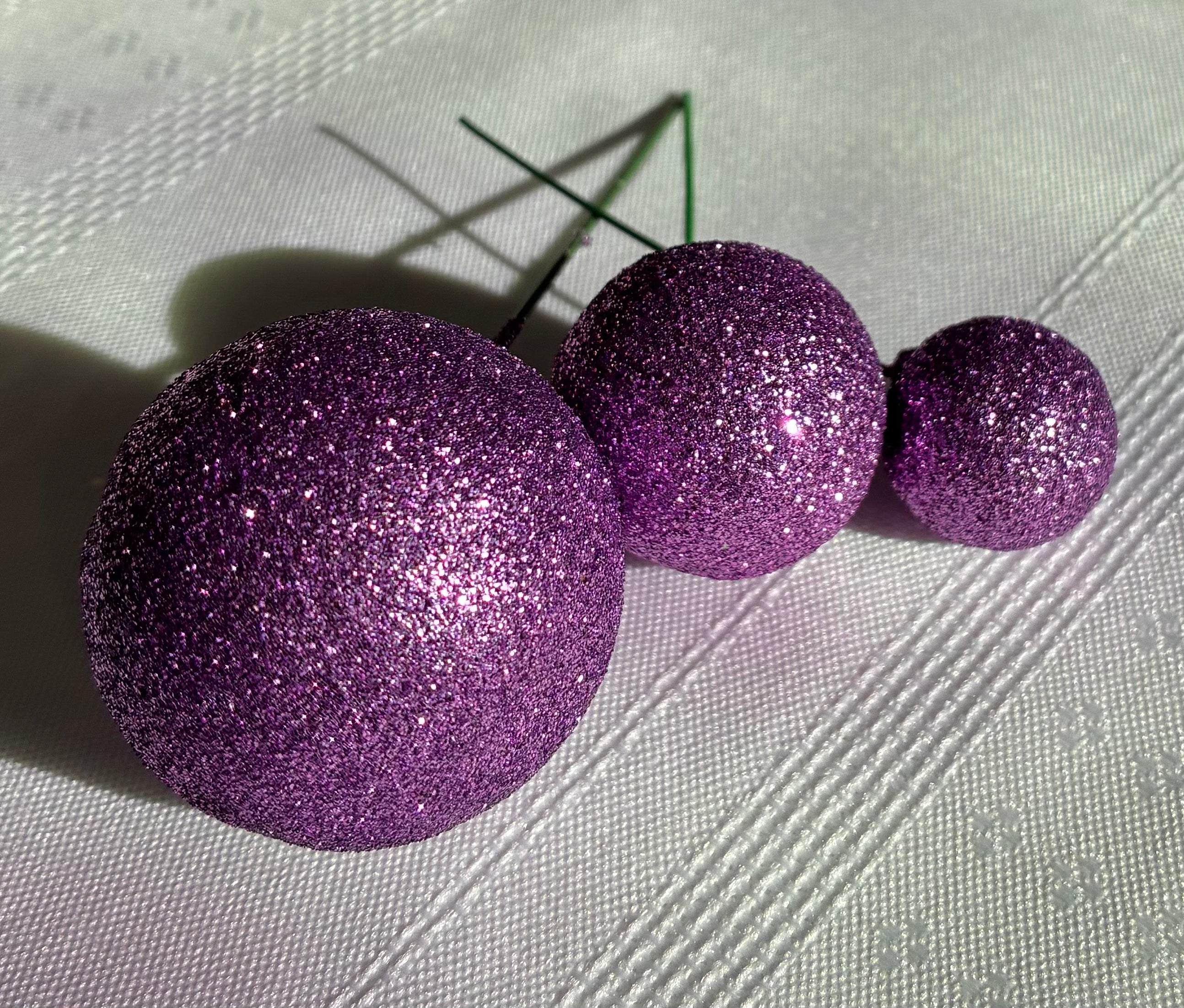 Purple Glitter Deco Balls Each