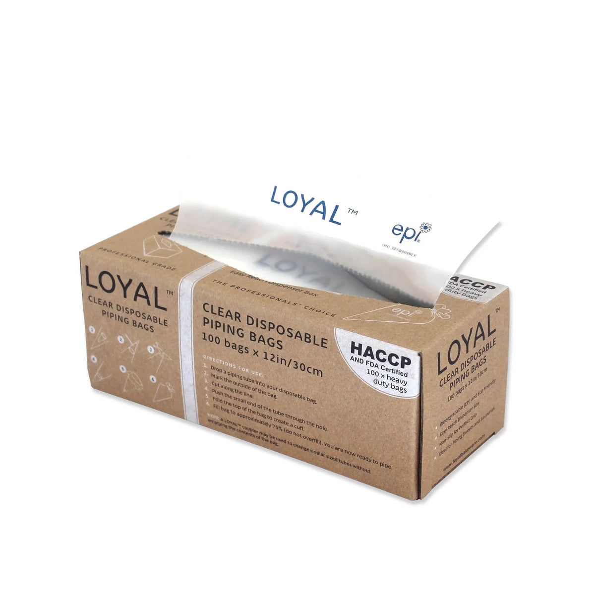 LOYAL Degradable Piping Bag Clear 12" (100 pack)