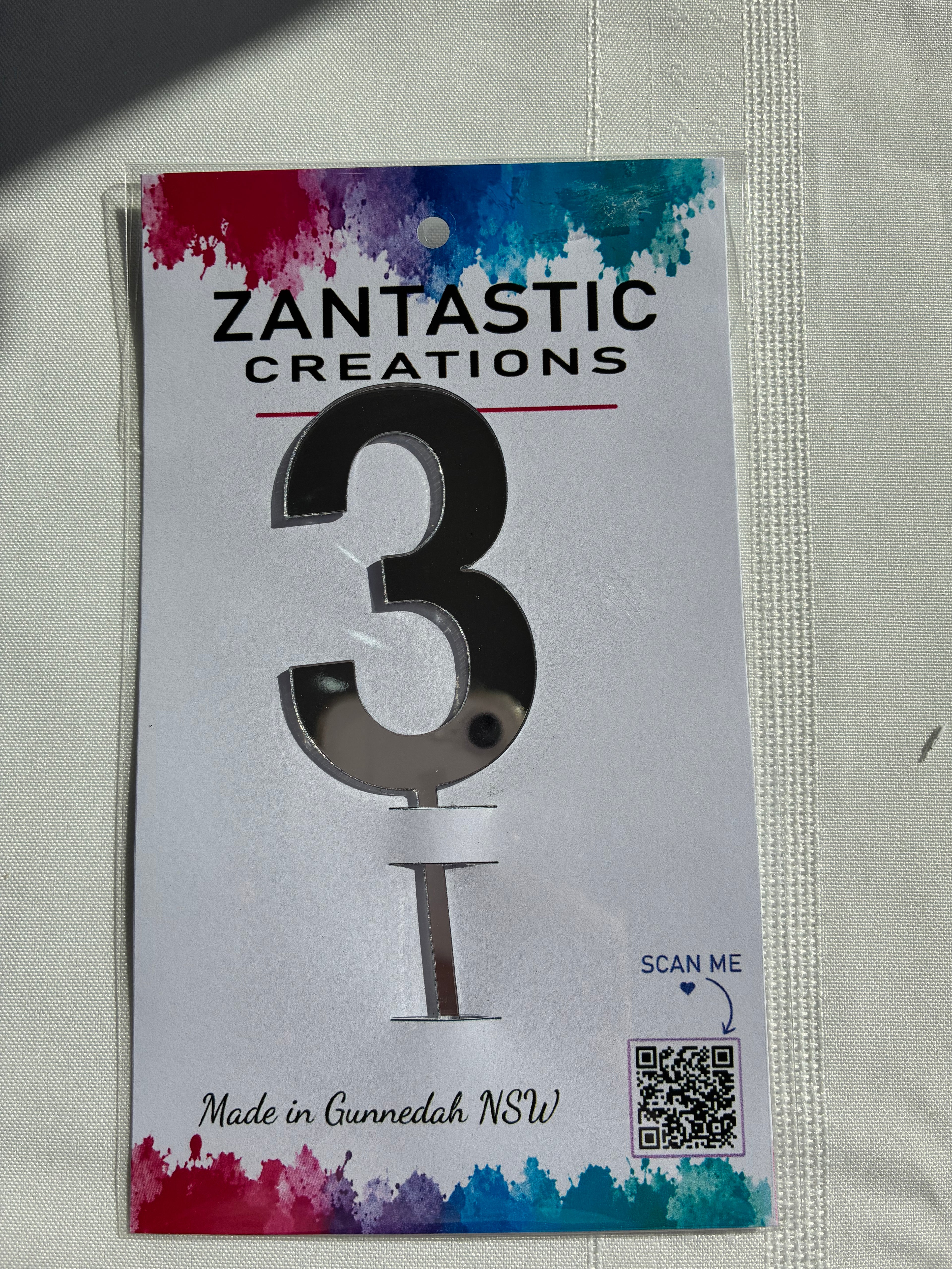 Number '3' Acrylic Cake Topper