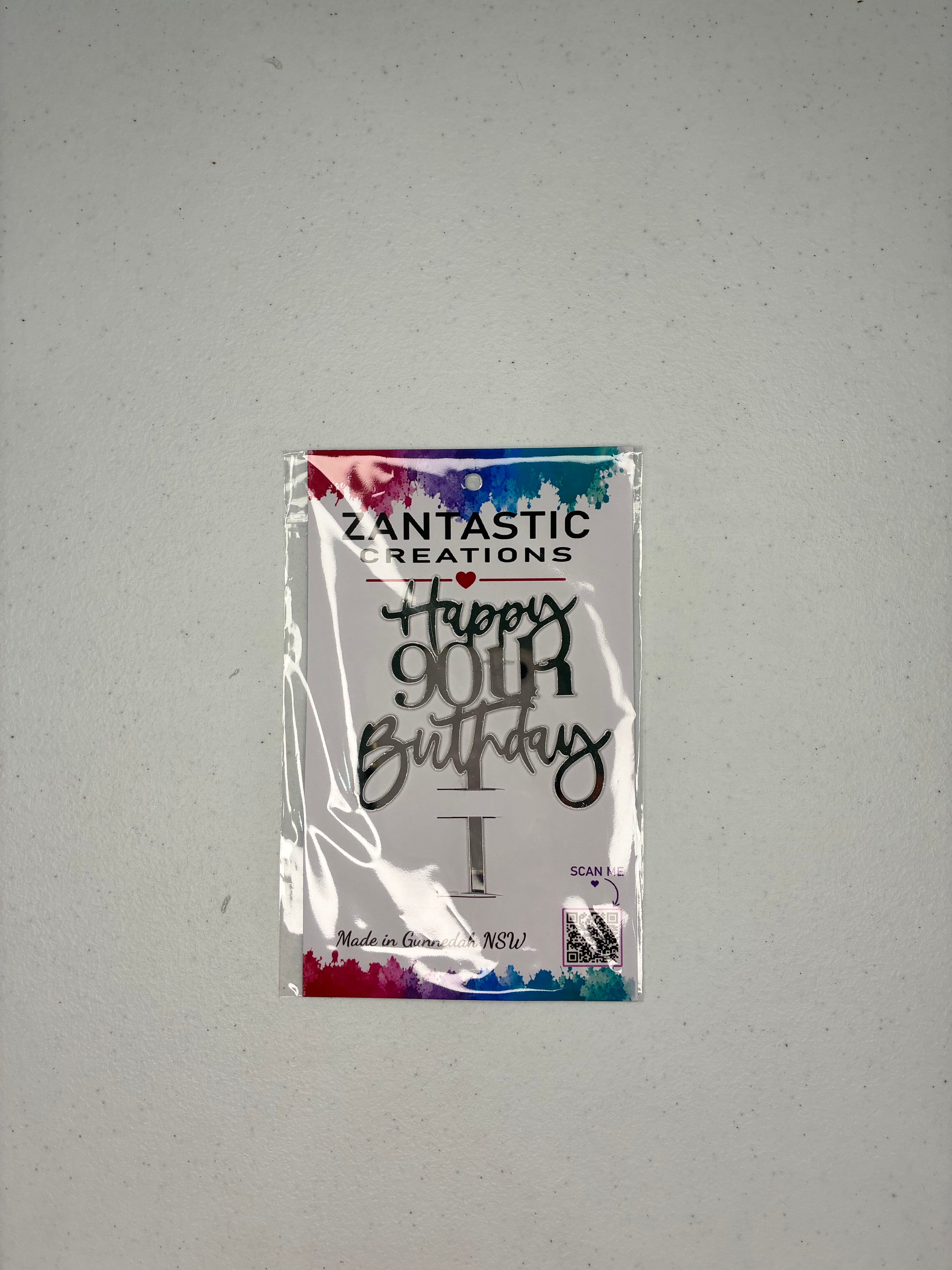 'Happy 90th Birthday' Acrylic Cake Topper