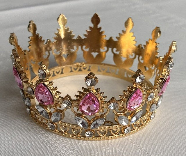Small Crown Gold with Pink Gems