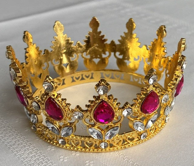 Small Crown Gold with Hot Pink Gems