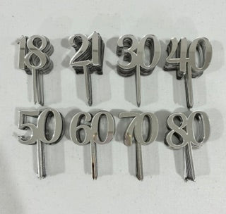 Silver Number Acrylic Cupcake Topper