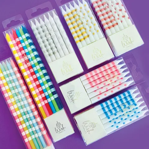 TALL BRIGHT CANDLE WITH STRIPES | 12 CANDLES  WISH