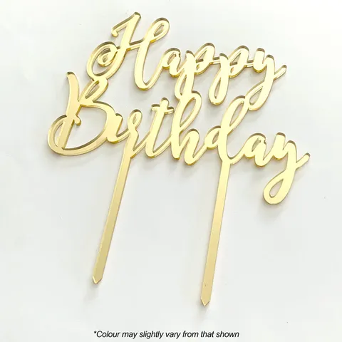 Happy Birthday Gold Cake Topper Small
