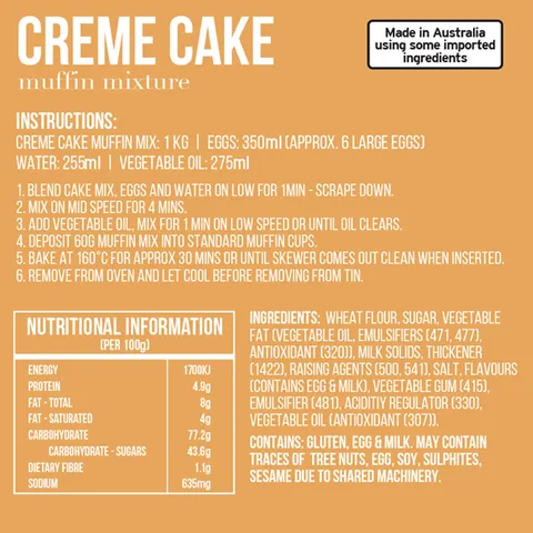 MUFFIN CREME CAKE MIX | 1 KG