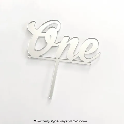 NUMBER ONE SILVER MIRROR ACRYLIC CAKE TOPPER