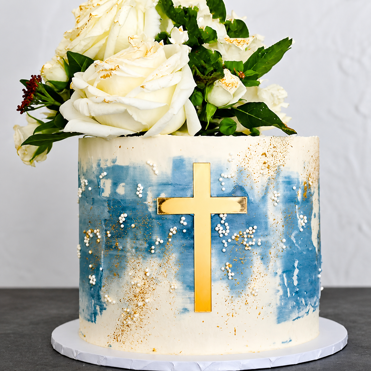 Small Baptism cross cake charm